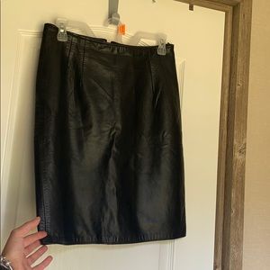 John Patrick genuine leather mini skirt